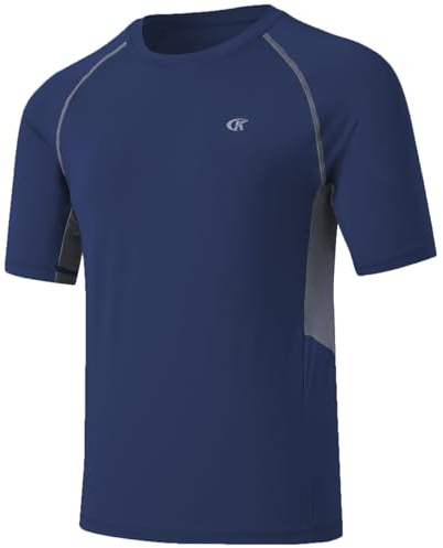 Huayuzh Rashguard UPF 50+ - Maglietta a maniche corte, da uomo, ad asciugatura rapida, per surf, piscina, allenamento, spiaggia, sport, 5XL