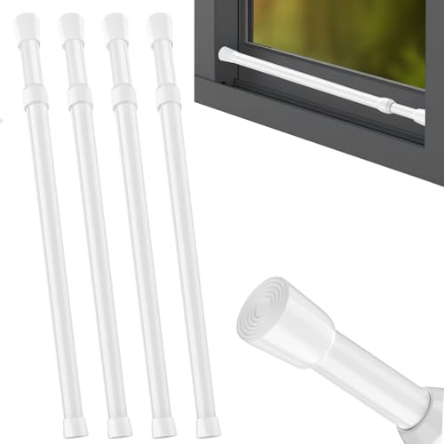 Barras de cortina extensibles, barras de resorte blancas sin taladrar, barras de seguridad para ventana, 40-70 cm, barra de bloqueo de seguridad para puerta corredera ajustable (4 unidades)