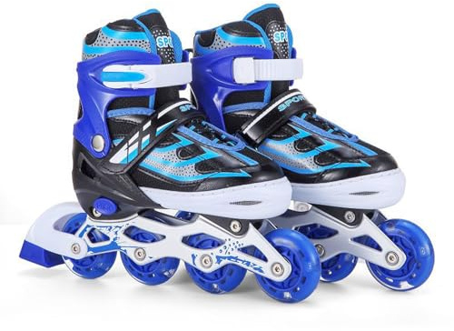 Julihai Patines en Línea Ajustables para Niños Iluminados Ecológicos Transpirables Tallas 28-41 para Niños y Niñas Principiantes (L)