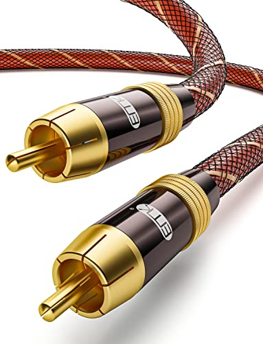 EMK Digital Coaxial Audio Cable - Subwoofer Cable RCA to RCA - Dual Shielded - Gold-Plated - Orange (5Ft/1.5Meters)