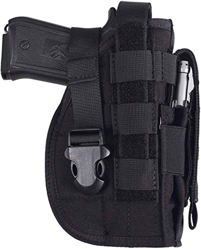 Gexgune Universal Tactical Pistole Holster Rechte Hand Molle Pistolenholster Combat Airsoft Taille Gürtelholster Schwarz Tan Grün Multicam Für Rechtshänder (Schwarz)