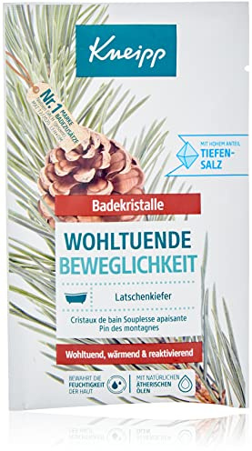 Kneipp Cristales de baño con movilidad beneficiosa, sal de baño, sal natural de Saline Luisenhall y aceites esenciales puros de pino, romero y abeto, sin microplástico, 60 g