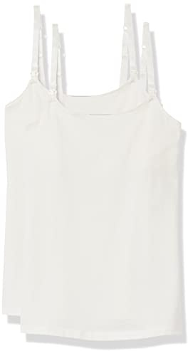 Amazon Essentials Canottiera premaman e allattamento, da donna, confezione da 2, bianca, S