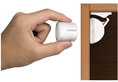 Norjews Child & Baby Safety Proof Magnetic Cupboard Locks (8 Locks & 2 Keys), Easy Install in Seconds, Invisible Child Safety Locks for Cabinets and Drawers, No Screws or Drilling, White