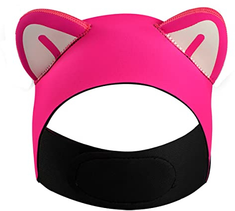 Fascia per immersioni con orecchie di gatto, per donne e bambini, cappuccio in neoprene da 2 mm, mantiene l'acqua fuori, tiene i tappi per le orecchie, tappi per le orecchie sicuri per immersioni
