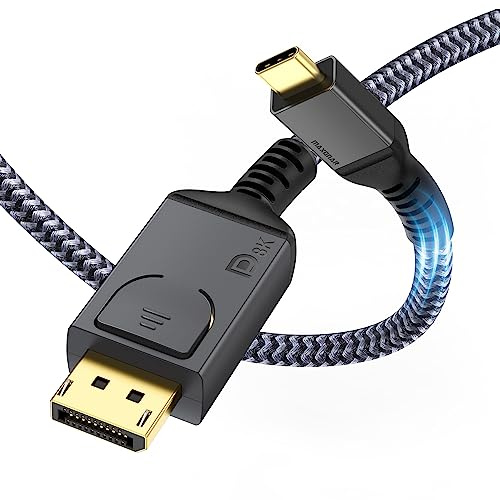 Maxonar UCB C DisplayPort 1.4 Kabel 1.8M/6Ft 8K@60Hz 4K@144Hz/120Hz 2K@240Hz 5K@60Hz Thunderbolt 3/4 auf DP Kabel HBR3 32,4Gbps Typ C DP 1.4 für Macbook Pro/Air M2 iPad Pro Dell XPS