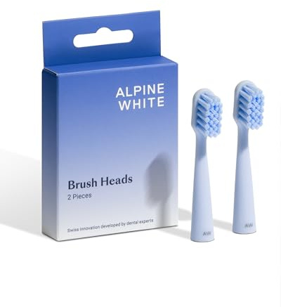 ALPINE WHITE Brush Heads 2 Stk. - Schallzahnbürste Ersatzbürsten - Antibakterielle Borsten für ein langanhaltendes Frischegefühl - Softe Aufsteckbürsten