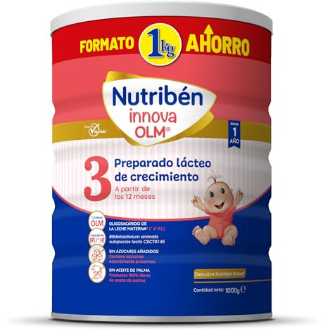 Nutribén Innova 3 - Leche en Polvo Bebé | Fórmulade Crecimiento a partir de los 12 Meses | sin Aceite de Palma | con Cacito Dosificador más Higiénico | con BPL1 | 1 Bote de 1KG