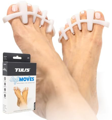 Tuli's Soft Moves Mjuka Tåspridare i Silikon, Vit | Universell Storlek – Justering, Hallux Valgus, Hammartå, Plantar Fasciit och Mortons Neurom