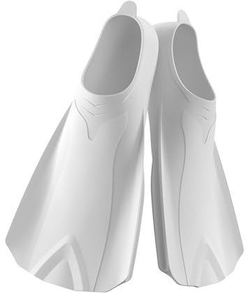 ENEN Aletas de Natación Cortas Ajustables para Piscina, Talla 29-45 Aletas de Entrenamiento Silicona para Niños et Adulto Unisex para Piscina, Snorkel, Entrenamiento (34-35.5,FS200-Blanco)