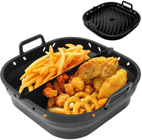 Riisoyu Moule Silicone Air Fryer, 23 x 22 x 6 cm Réutilisable Airfryer Accessoires Doublures Silicone pour Friteuse Air Paquet Moule air Fryer Panier Moule pour Friteuse à Chaud pour Micro-ondes Four