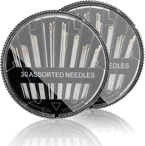 60PCS Hand Sewing Needles Kit - Stainless Steel Sewing & Embroidery Needles with Plastic Storage Case - Assorted Sizes for Mending and DIY