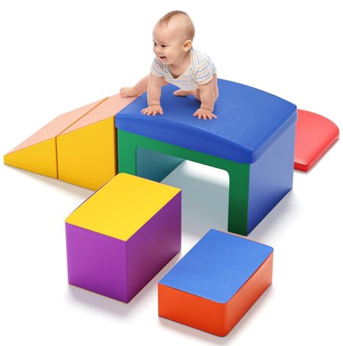 STYPLZ Blocchi da costruzione in schiuma per bambini, blocchi da arrampicata per interni, strutture da arrampicata per bambini, mattoncini giganti per giocare e arrampicarsi, ((Arcobaleno-6))