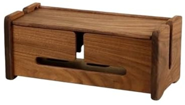 Black Walnut Storage Box Porous Heat Dissipation Router Rack Dustproof Flip Cover Organize Space Saving Data Cable(Walnut)
