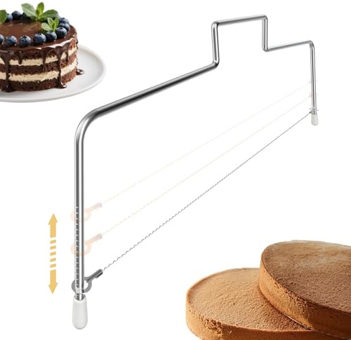 Nevoluxer Tagliaporta in acciaio inox, 32 cm, con filo regolabile in altezza, professionale, tagliaporta per strati uniformi, tagliaporta per panettiere