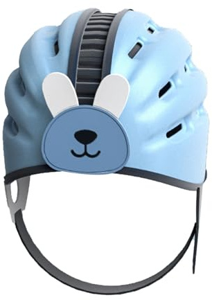 POENVFPO Baby Helmet, Adjustable Breathable Soft Anti Collision Toddler Safety Head Protector with Ventilation Holes, for Crawling and Walking 0 to 48 Months (Blue)