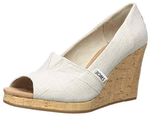 TOMS Women's Classic Wedge Sandal, Off-white, 6 UK