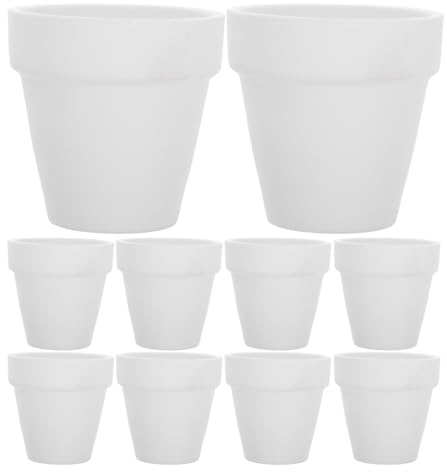 Yardwe - 20 Piccoli vasi da Fiori in Terracotta, Leggeri e succulenti, in Argilla, Ceramica, Cactus, Fiori, Terracotta, con Foro di Scarico, Colore: Bianco