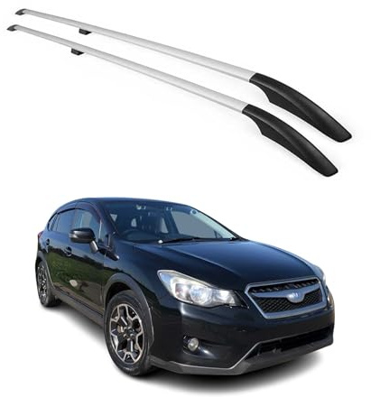 OMAC Barres de Toit longitudinales Compatible avec Subaru XV 2012-2018 Aluminium Gris 2X