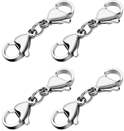 Grevosea kettenverschlus 4 Stück Doppelöffnung Karabinerverschluss Armbandverbinder Extender Halsketten Verkürzer Verschluss Verlängerung Lobster Buckle für DIY Schmuck Armbänder Halsketten-Silber