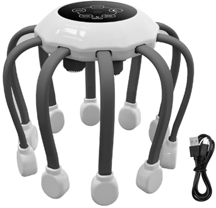 WANGCL Elektrisches Kopfhautmassagegerät, Kopfmassagegerät, 10 Massageknoten, 5 Modi, tragbare kabellose Kopfmassage für Stress, Entspannung und Verspannungen