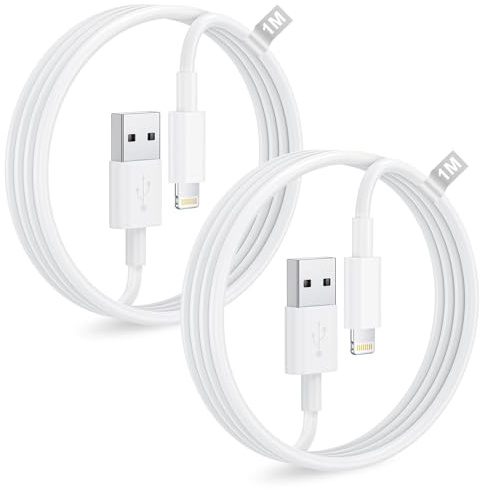 Cable iPhone 1M 2Pack, Cable Cargador Original iPhone Carga Rapida [Apple MFi Certificado], USB Lightning Cable Carga Rapida para iPhone 14/13/12/11 Pro Max/XS/8/7/6/5/SE, iPad
