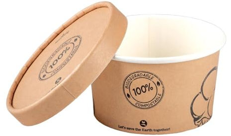 VEPATIM 50 Eisbecher aus Karton mit passendem Deckel 150ml Ø8.5cm