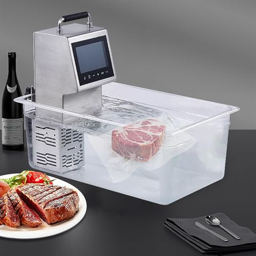 2000W Sous-Vide Cooker, Precise Temperature Control ±0.1℃, LCD Display, 3D Water Cycle, 99H Timing, 80L/time Fast Heating Immersion Circulator Cooker with Screen, Integrated Lid & Rack