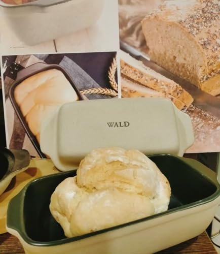 Cuocipane rettangolare Wald in ceramica Kergrès – per pane in cassetta fatto in casa – 30×13 cm – Ricettario incluso - Made in Italy