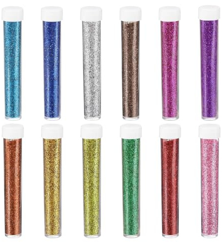 Altaroo Glitzer 12 Farben, Glitzerpulver zum Basteln 7g, Glitzer Basteln, Glitzer Pulver zum Basteln für Nagelkunst, Körper, Harz, Gesicht, Nagel, Körper, Slime, Nägel und Geburtstagsfeier -je 7g