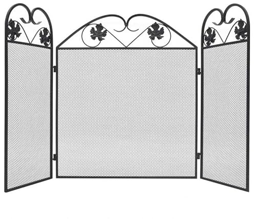 Rejilla de protección contra chispas de hierro negro, 3 piezas, para chimeneas y estufas de leña, rejilla de seguridad con estructura de hierro estable, protección contra incendios para casa y jardín