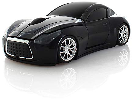 ECOiNVA Wireless Sports Car Mouse Desktop Laptop Computer Optical Mouse Mice AAA Battery Nano USB 2.4GHz Gaming Mouse (Black)