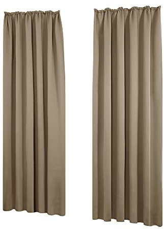 Deconovo Thermovorhang Gardinen Abdunklungsvorhang Lärmschutzvorhang Vorhänge mit Kräuselband, 200x140 cm(HöhexBreite), Taupe, 2er Set