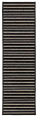LOLAhome Alfombra de bambú, Antideslizante, Antimanchas, Resistente a la Humedad, para Salón, Dormitorio, Cocina, Baño, Pasillo, Garaje- “Negro y Gris” de “200x60 cm”