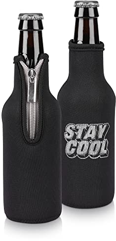 kwmobile 2x 330ml Flasche Flaschenkühler - für Bier andere Getränke - Neopren Kühler Stay cool Weiß Schwarz