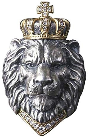PikaLF Lion Head Ring for Men, Punk Animal King Crown Lion Ring, Hip Hop Lion Head with Crown Rhinestones Crystal Biker Ring, Lion Totem Ring, Amulet Ring, Gothic Jewelry Gift for Men Boys (Y)