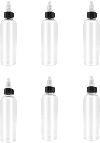 6 Pcs Dispensing Bottles, 4oz Plastic Boston Squeeze Bottles with Twist Top Cap