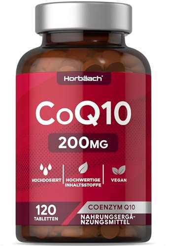 Coenzym Q10 Hochdosiert 200mg | 120 Vegane Tabletten | Not Kapseln | Coenzyme Q10 | by Horbaach