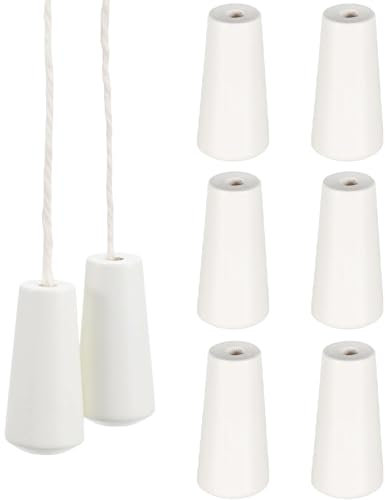 6 Pack Blind Small Pendants Drops Pull End,Blind Pull Cord Ends,Wood Cord Tassel Window Blind Pull End,Window Blind Wood Cord Knobs for Bathroom Blinds Light and Shades Decoration(White)