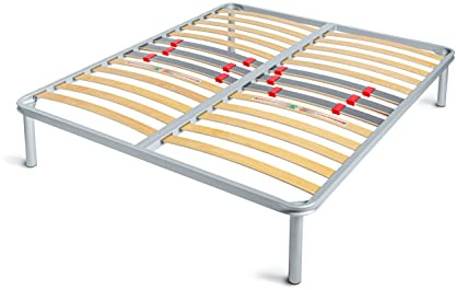 venixsoft Rete Letto doghe in faggio e Telaio in Ferro ROBUSTA - regolatori di rigidità con Doppie doghe centrali 160x195 - MADE IN ITALY