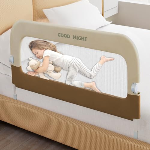 Deeteck Bed Guard Rail for Toddlers - 32 Adjustable Heights & Folding up Portable Bed Railing for Baby - Toddler Bed Rails Guard for Crib, Twin, Bunk,Full Size, Queen & King Bed