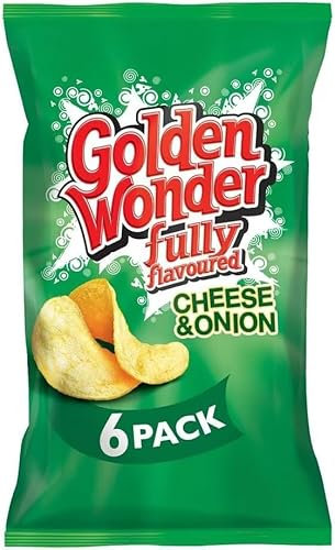 Golden Wonder Cheese & Onion Crisps, 6 x 25g (2 Packs), Vegetarian, No Artificial Preservatives or Colours, Premium Product