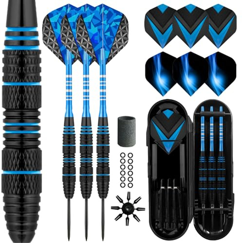 Lavishio Lavishio Set de fléchettes professionnelles à pointe en acier 3 tiges en aluminium Set de fléchettes à pointe en acier Set de fléchettes professionnelles à pointe en acier + 3 vols de