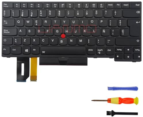 Teclado retroiluminado Compatible con Lenovo ThinkPad T480S E480 E490 T490 L480 L490 P43S E485 E495 R480 R490 S2 3rd Gen L380 L390 (España)