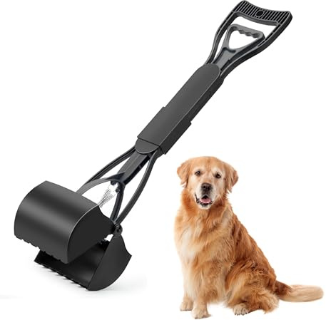 ADEPTNA Premium 60cm Long Dog Pooper Scooper – Durable Pet Waste Picker Tool for Dogs & Cats, Portable and Easy-to-Use Poop Scoop, Ideal for Litter and Dirt Removal (GREY)