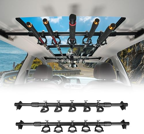 BOOSTEADY Fishing Rod Holder for Car Storage, Vehicle Fishing Pole Holder Roof Rack Inside,5 Rod Capacity, Heavy Duty Adjustable 29-48 Inch, Fishing Rod Carrier Pole Storage for SUV, Wagons, Van