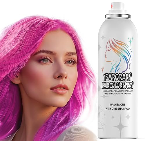 Espray temporal de color para el cabello, 150 ml, spray instantáneo para colorear el cabello para adultos y niños, lavable y no adhesivo, fórmula suave, rosa, Halloween, cosplay, fiesta de disfraces
