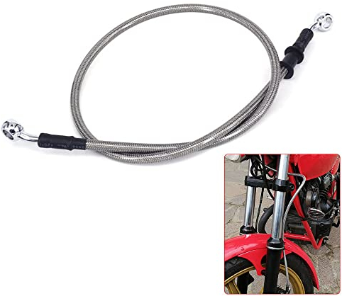 200cm Motorrad Bremsschlauch,Motorrad Stahlflex Bremsleitung Hydraulische Bremsleitung Vorne und Hinten für Pit Bike Dirt Bike Enduro Motocross ATV Quad-Silber