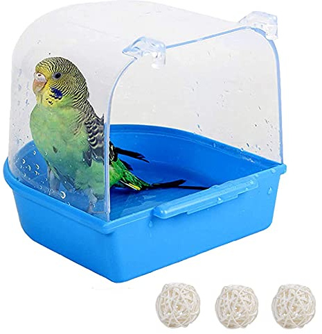 Tfwadmx Bird Cage Bath Parrot Bath Box Accessory Supplies Hanging Bathing Tub for Small Birds Canary Budgies Cockatiel Lovebirds
