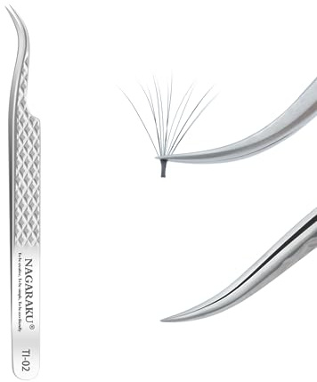NAGARAKU Pinzas Pestañas Punto Precisión Sin Brecha Pinzas de Fan Depilar Profesional Mango Antideslizante De Aleación De Titanio Ultraligeras Y Duraderas para Lash Individuales o Volumen (TI-02)